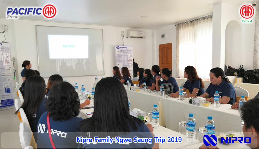 Nipro Family Ngwe Saung Trip 2019 which jointly organized by AA Medical Products Ltd , Pacific-AA Group and Nipro