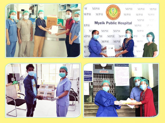 Contribution of 1.25 million mmk worth of medicines to public hospitals located in Yangon, Pyay, Sittwe, Myeik for prevention, containment & treatment of Covid-19.